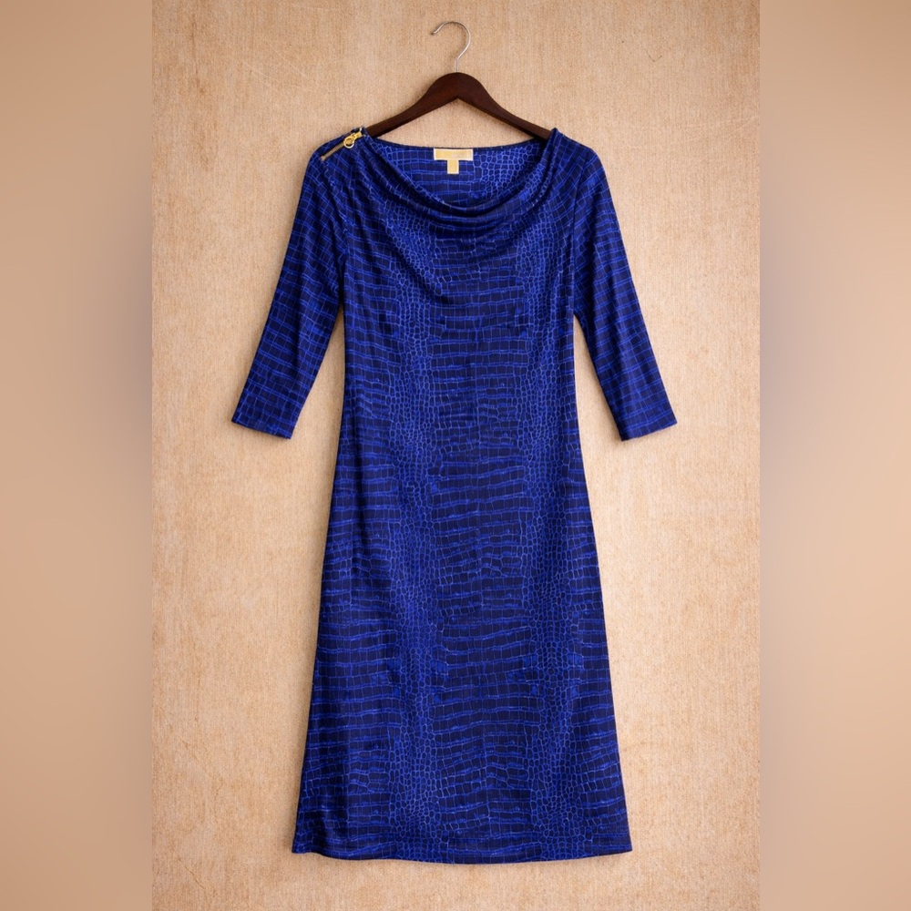Michael Kors Blue Croc-Embossed Top